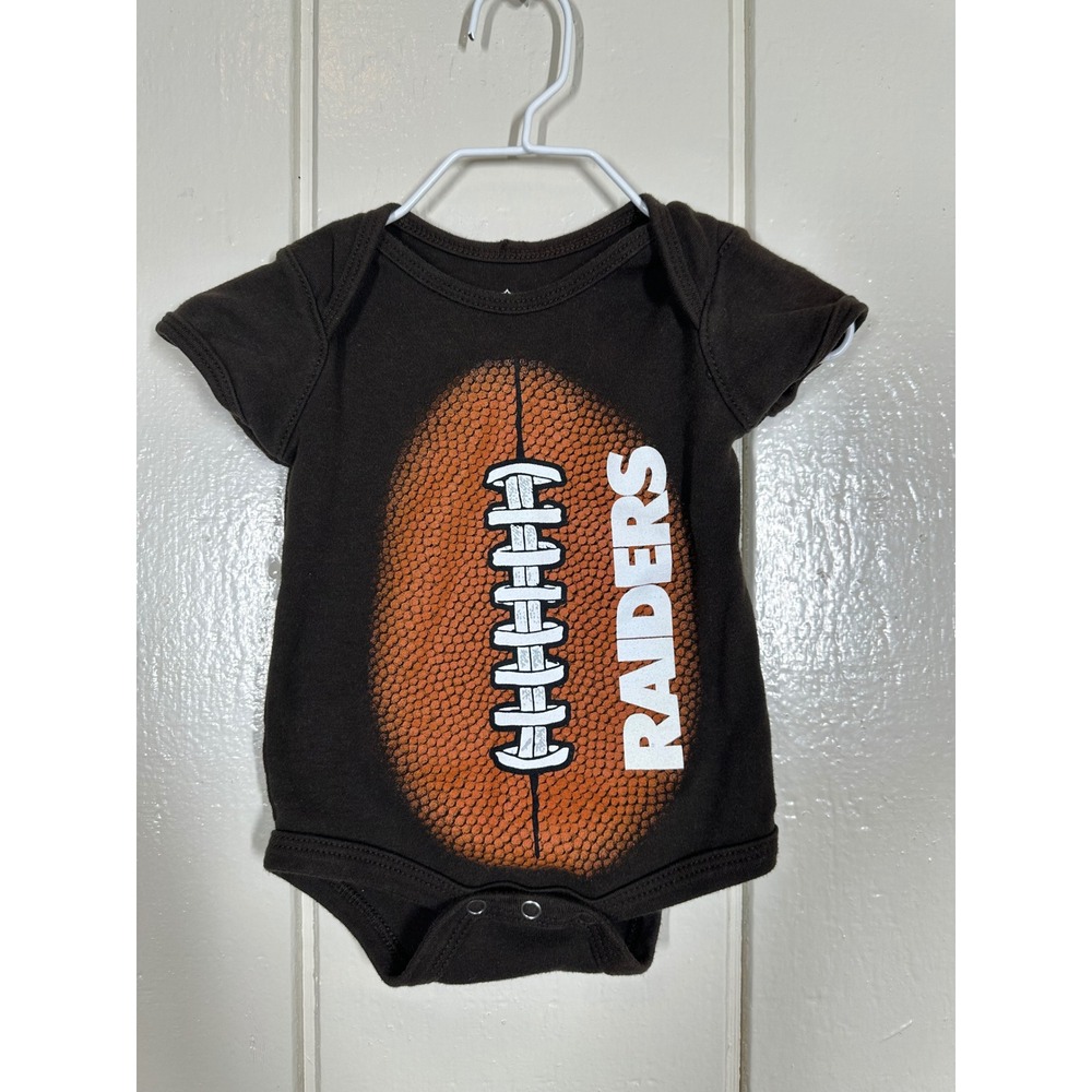 NFL Bodysuit Unisex 0/3M Black Raiders Football Graphic Short Sleeve Snap Romper